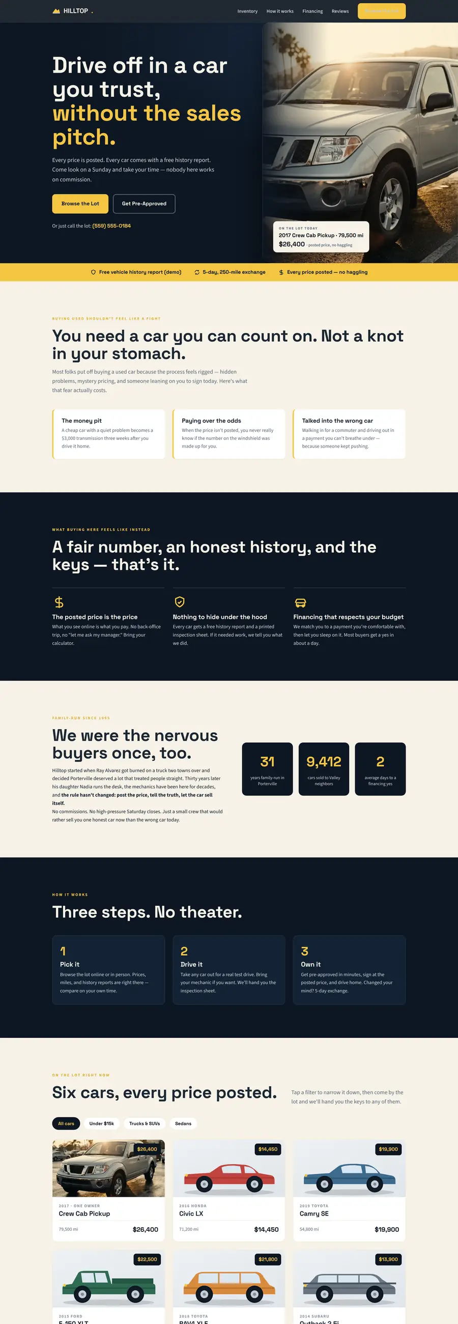 Hilltop Motor Co. website design by Sequoia Web Co