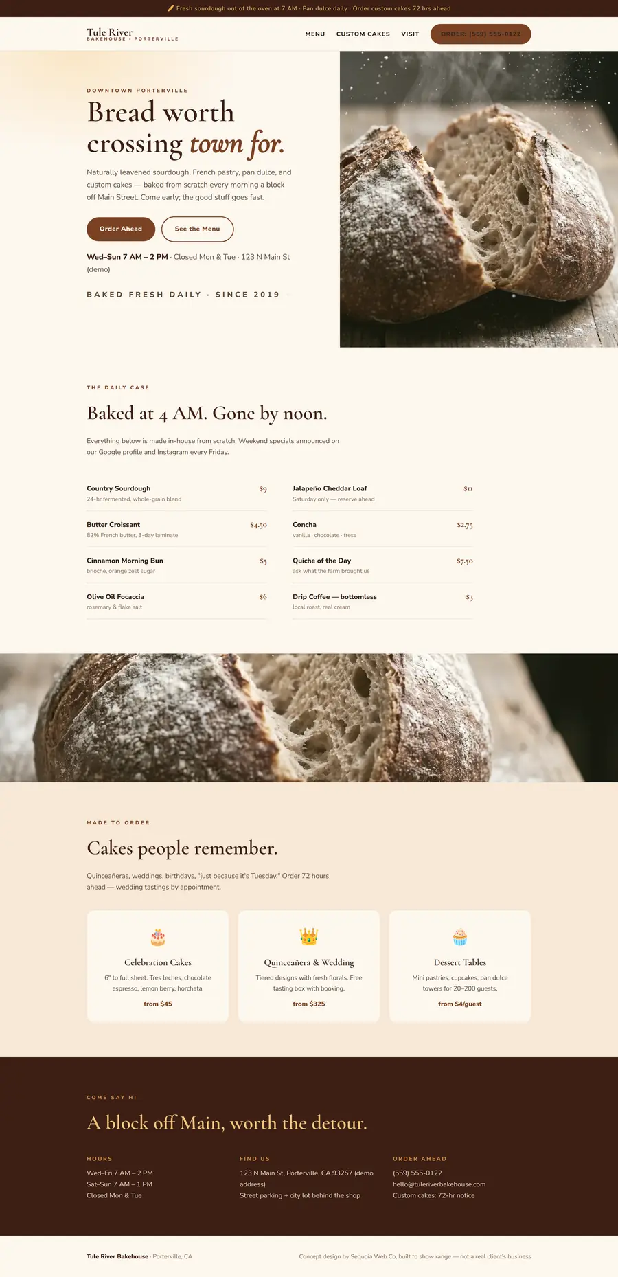 Tule River Bakehouse website design by Sequoia Web Co