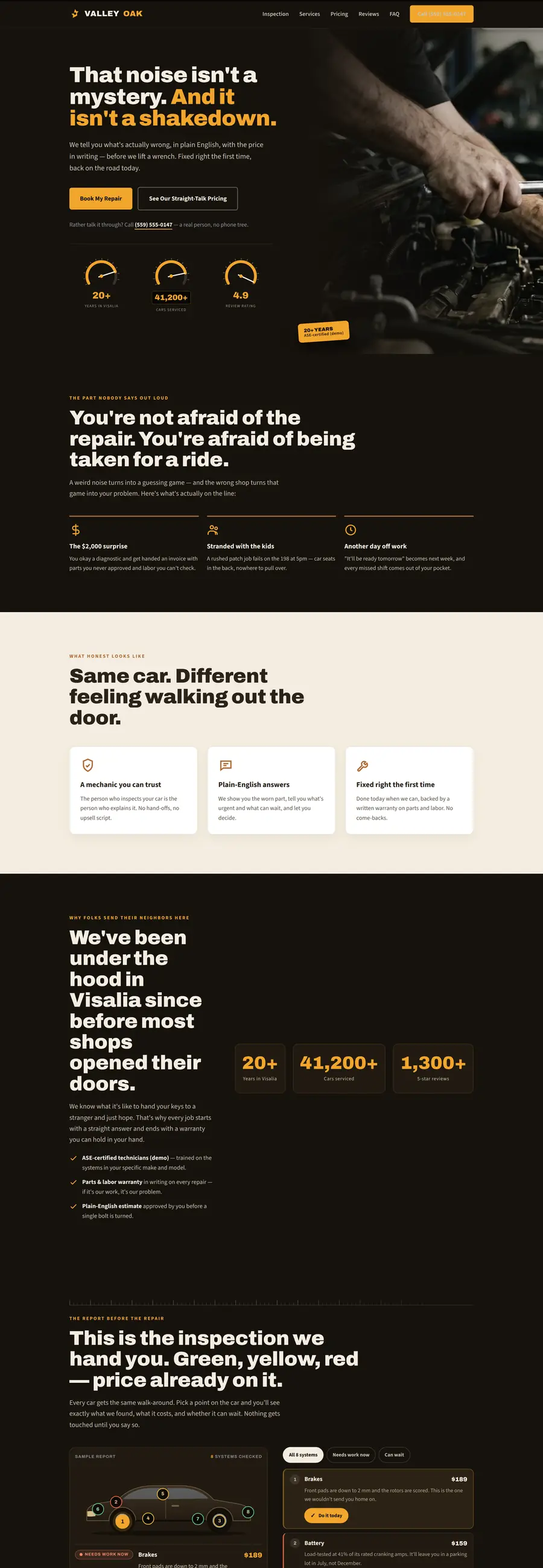 Valley Oak Auto Works website design by Sequoia Web Co